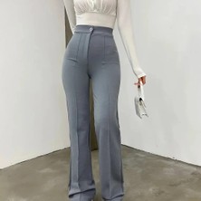 Susi Butik Yüksek Bel Önü Şeritli Ispanyol Paça Pantolon