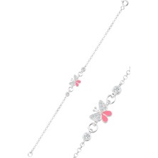 Söğütlü Silver Gümüş Zirkon Taşlı Pembe Mineli Kelebek Modeli Çocuk Bileklik SGTL12322PEMBE