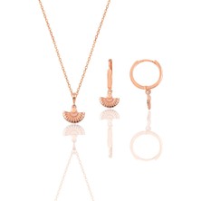 Söğütlü Silver Gümüş Rose Minimal Midye Modeli Kolye ve Küpe Seti SGTL12392MIDYE