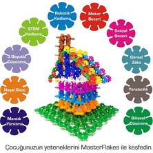Masterflakes Eğitici Kilitli Diskler Stem Eğitimi Uyumlu 5 Renk 300 Parça Yapı Oyuncak Seti Flakes