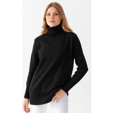 Ajour Oversize Balıkçı Yaka Kazak