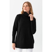 Ajour Oversize Balıkçı Yaka Kazak