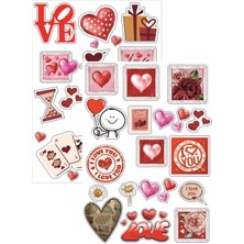 Lizpo Decor Sevgililer Günü 14 Şubat Valentines Day Temalı Sticker Seti