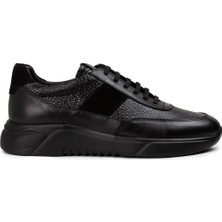Deery  Deri Siyah Erkek Sneaker Ayakkabı - 01963MSYHE07