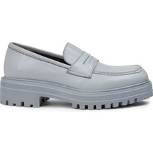 Deery  Deri Gri Kadın Loafer Ayakkabı - 01903ZGRIP02