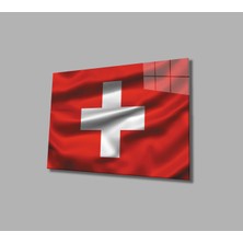 Miraax Isviçre Cam Tablo Swiss Flag