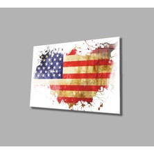 Miraax Amerika Bayrağı Cam Tablo  America Flag