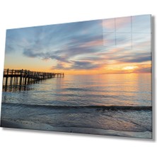 Miraax Gün Batımı Deniz Iskele Cam Tablo