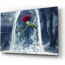 Miraax Fütüristik Fanusta Gül  Cam Tablo