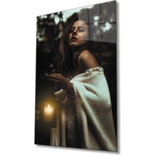 Miraax Makyajlı Kadın Portresi Cam Tablo