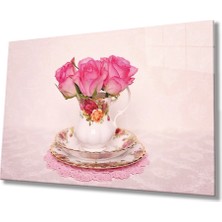 Miraax Fincanda Pembe Güller Pink Roses In Cup Table