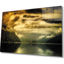 Miraax Gün Batımında Deniz  Yelken Cam Tablo