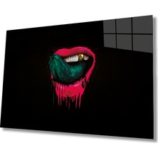 Miraax Pembe Dudak Illüstrasyon Cam Tablo