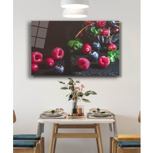 Miraax Kırmızı Mor Meyveler Cam Tablo