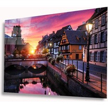 Miraax Köprü Yansıma ve Evler Cam Tablo