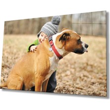 Miraax Köpek ve Çocuk Cam Tablo