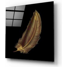 Miraax Altın Tüy Cam Tablo 50 x 50 cm