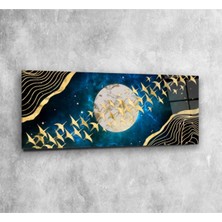 Miraax Gold Kuşlar Panoramik Cam Tablo