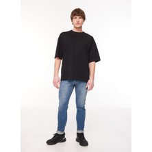 The Crow Normal Bel Dar Koyu Mavi Erkek Denim Pantolon TC5003