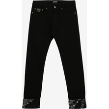 Versace Jeans Couture Normal Bel Katlamalı Paça Slim Fit Siyah Erkek Denim Pantolon 75GAB5DMDW040L54909