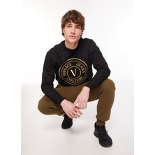 Versace Jeans Couture Lastikli Bel Slim Fit Haki Erkek Eşofman Altı 75GAAF11CF03F107