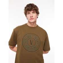 Versace Jeans Couture Bisiklet Yaka Haki Erkek T-Shirt 75GAHI04CJ00I107
