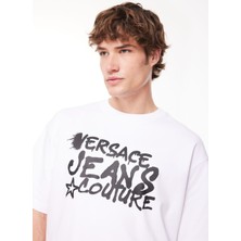 Versace Jeans Couture Bisiklet Yaka Beyaz Erkek T-Shirt 75GAHT16CJ02O003