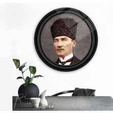 Miraax Atatürk Yuvarlak Cam Tablo