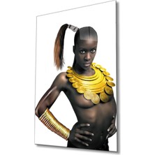 Miraax Siyahi Kadın Sanat Portresi Kadın Cam Tablo