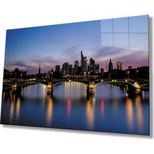 Miraax Gün Batımı Köprü Şehir Manzarası Cam Tablo
