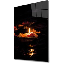 Miraax Sarı Mum Cam Tablo Yellow Candle