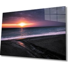Miraax Gün Batımı Sahil Cam Tablo   Sunset Beach Table