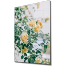 Miraax Sarı Gül Cam Tablo Yellow Flower