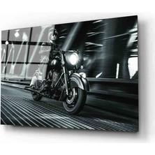 Miraax Fütüristik Motosikletli Adam  Cam Tablo