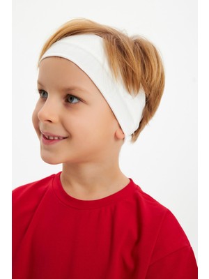 Babygiz Beyaz Erkek Pamuklu Penye, Kaymaz, Terletmez, Ultra Hafif, Esnek Saç Bandı Bandana
