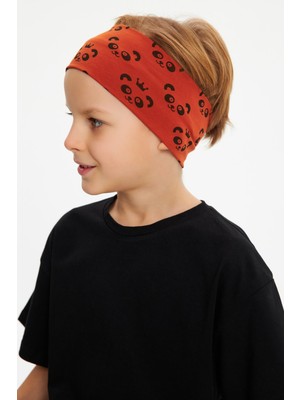 Babygiz Kiremit Erkek Pamuklu Penye, Kaymaz, Terletmez, Ultra Hafif,  Esnek Panda Desenli Saç Bandı Bandana