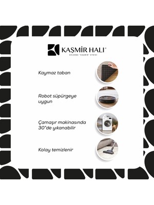 Kaşmir Halı Sare By Kaşmir Halı Frame Black Yıkanabilir Kaymaz Taban 100X200 cm