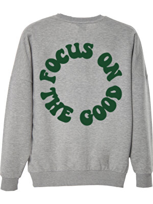 Coredra Focus Oversize Sweatshirt - Gri - Kadın