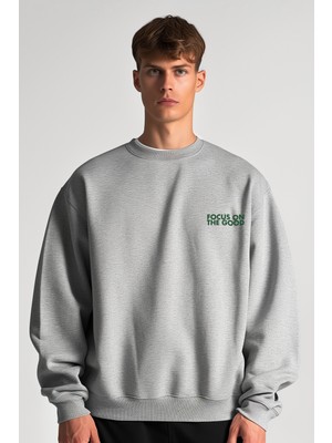 Coredra Focus Oversize Sweatshirt Erkek - Gri