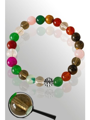 Tesbih Atölyesi Gümüş 7 Çakra Doğal Taş Bileklik
