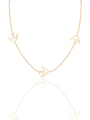 Söğütlü Silver Gümüş Rose Martı Kolye SGTL12319ROSE