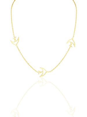 Söğütlü Silver Gümüş Altın Yaldızlı Martı Kolye SGTL12319GOLD