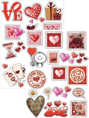 Lizpo Decor Sevgililer Günü 14 Şubat Valentines Day Temalı Sticker Seti