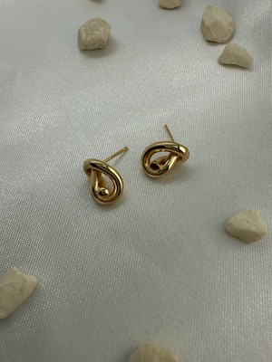 Lysia Accessory Çelik Gold Düğüm Küpe