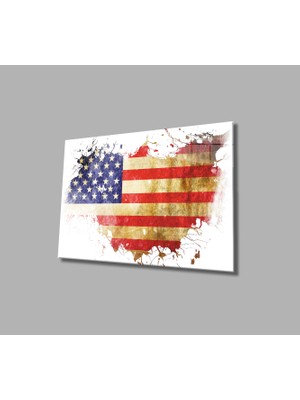 Miraax Amerika Bayrağı Cam Tablo  America Flag