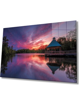 Miraax Gün Batımı Manzara Kamelya Cam Tablo