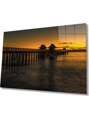Miraax Gün Batımı Deniz Iskele Cam Tablo