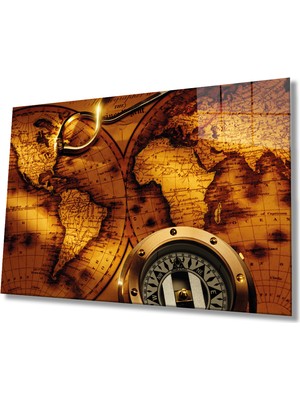 Miraax Eksi Dünya Haritası  Cam Tablo Temperli