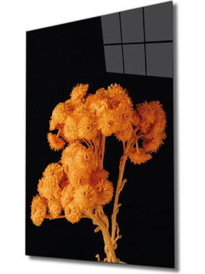 Miraax Sarı Turuncu Çiçek Cam Tablo Yellow Orange Flower