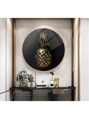 Miraax Ananas Yuvarlak Cam Tablo